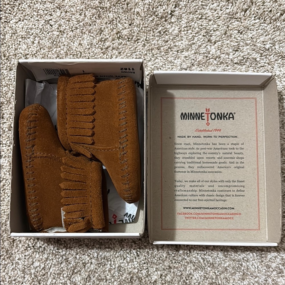 Minnetonka Brown Suede Baby Moccasins